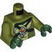 Torso Crocodile Skin with Dark Green Crossing Straps and Fire Chi Emblem Print / Olive Green Arms / Dark Green Hands