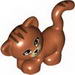 Cat Standing, Looking Left with Tan Eyes, Black Nose and Mouth and Brown Stripes Print