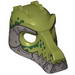 Minifig Mask Crocodile with Metallic Silver Lower Jaw and Armor with Rivets and Dark Green Spots Print