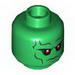 Minifig Head Alien with Red Eyes, Dark Bluish Gray Eyebrows, Cheek Lines Stern Expression Print (Martian Manhunter) [Hollow Stud]