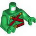 Torso Muscles Outline with Red Straps and Belt, Yellow Clasps and Cord Print / Green Arms / Green Hands