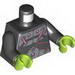 Torso Armor with Silver Metal Plates and Dark Pink Electrical Wires and Buttons Print / Black Arms / Lime Hands
