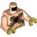 Torso Muscles Outline with Gold Belts and Red Buckle with Black Hawk Print / Light Flesh Arms / Pearl Gold Hands
