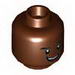 Minifig Head Dual Sided Black Eyebrows, White Pupils, Open Mouth Smile / Clenched Teeth Print (Cyborg) [Hollow Stud]