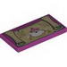Tile 2 x 4 with Tan Scroll with House Print