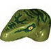 Dino Head Raptor with Pin Hole, Tan Teeth and Dark Green Stripes over Lime Print