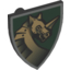 Набор LEGO Minifig Shield - Triangular with Gold Armoured Horse on Dark Green Background Print, Светлый сине-серый