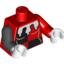 Набор LEGO Torso Batman Black Quarters with Female Outline, White Jester's Collar Print / Red Arm Left / Black Arm Right / White Hands, Красный