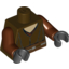 Набор LEGO Torso SW Jedi Robe, White Undershirt Print (Plo Koon) / Reddish Brown Arms / Black Hands, Темно-коричневый