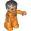 Деталь LEGO Duplo Figure - Male with Parted Wavy Hair and Light Flesh Face - Garbage Collector, Оранжевый