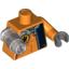 Набор LEGO Torso Agents Villain with Zipper & Silver Inset Print / Orange Arm and DBG Hand Left / Met Silver Mech Arm, Black Gun, Trans-Or Cones Right, Оранжевый