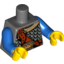 Набор LEGO Torso Castle Fantasy Era Scale Mail, Crown on Buckle, Chest Strap Print / Blue Arms / Yellow Hands, Темный сине-серый