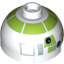 Набор LEGO Brick Round 2 x 2 Dome Top with Silver and Lime Print (R7-A7), Белый