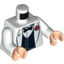 Набор LEGO Torso Indiana Jones Jacket Formal with Bow Tie and Red Flower Print / White Arms / Light Flesh Hands, Белый