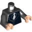 Набор LEGO Torso Suit Jacket with White Tie Print / Black Arms / Light Flesh Hands, Черный