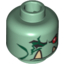 Набор LEGO Minifig Head Alien with Red Eye, Scar Across Other Eye and Lower Fangs Print [Blocked Open Stud], Sand Green