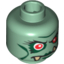 Набор LEGO Minifig Head Alien with Red Eyes, Dark Green Lips and Lower Fangs Print [Blocked Open Stud], Sand Green