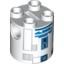 Набор LEGO Brick Round 2 x 2 x 2 Robot Body with Blue Lines and Blue Print (R2-D2 Clone Wars), Белый