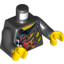Набор LEGO Torso World Racers - Checkered Print with Flames on Front, Flames and Red Skull with White Stripes on Back / Black Arms / Yellow Hands, Черный