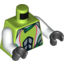 Набор LEGO Torso World Racers - White and Silver Jacket with Team Extreme Logo on Back Print / White Arms / Black Hands, Лайм