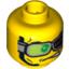 Набор LEGO Minifig Head Dual Sided Headset and Green Glasses with Red Bars, Glasses Down / Glasses Up and Mouth Open Print [Blocked Open Stud], Желтый