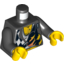 Набор LEGO Torso World Racers - Checkered Print with Flames, Chest Hair on Front, Skull on Back / Black Arms / Yellow Hands, Черный