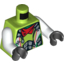 Набор LEGO Torso World Racers - White and Silver Overalls, Red Bandana / White Arms / Black Hands, Лайм