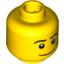 Набор LEGO Minifig Head Male Thin Grin, Black Eyes with White Pupils, Black Eyebrows Print [Blocked Open Stud], Желтый