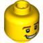 Набор LEGO Minifig Head Male Thick Brown Eyebrows, White Pupils and Grin with Teeth Print [Blocked Open Stud], Желтый