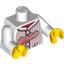 Набор LEGO Torso Vertical Red Stripes with Buttons and 'Clutchers' Logo Print / White Arms / Yellow Hands, Белый