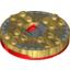 Набор LEGO Turntable 6 x 6 Round Red Base with Pearl Gold Top with Gold Faces on White and Blue Print (Ninjago Spinner), Pearl Gold