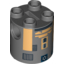 Набор LEGO Brick Round 2 x 2 x 2 Robot Body with Metallic Gold Print (R8-B7), Темный сине-серый