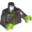 Набор LEGO Torso Alien Conquest Alien Shoulder Strap Print / Black Arms / Lime Hands, Черный