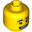 Набор LEGO Minifig Head Male Black Eyebrows, Wrinkles, White Pupils with Open Smile Print [Blocked Open Stud], Желтый