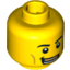 Набор LEGO Minifig Head Dual Sided Black Eyebrows, White Pupils, Open Smile with Gold Upper Row Teeth / Black Eye, Crooked Lips and Sad Look Print [Blocked Open Stud], Желтый