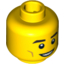 Набор LEGO Minifig Head Male Black Eyebrows, Cheek Dimples, White Pupils and Open Smile Print [Blocked Open Stud], Желтый