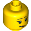 Набор LEGO Minifig Head Female Black Eyelashes, White Pupils, Red Lips, Crooked Smile and Mole on Left Cheek Print [Blocked Open Stud], Желтый
