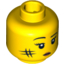 Набор LEGO Minifig Head Female Black Eyelashes and Eyebrows, White Pupils, Red Lips and Smudge on Cheek Print [Blocked Open Stud], Желтый