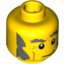 Набор LEGO Minifig Head Male Dark Bluish Gray Eyebrows, Bushy Sideburns and Crooked Smile Print [Blocked Open Stud], Желтый