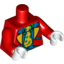Набор LEGO Torso Red Jacket, Blue Waistcoat, Green Shirt and Yellow Tie with Blue and Green Dots Print (Clown Suit) / Red Arms / White Hands, Красный