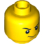Набор LEGO Minifig Head Dual Sided Thin Smirk, Raised Eyebrow / Scared with Teeth Print [Hollow Stud], Желтый