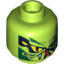 Набор LEGO Minifig Head Alien with Yellow Snake Eyes and Mouth with Fangs Print [Hollow Stud], Лайм