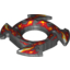 Набор LEGO Ring 4 x 4 with 2 x 2 Hole and 4 Arrow Ends with Yellow and Red Flames Print (Ninjago Spinner Crown), Pearl Dark Gray