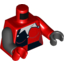 Набор LEGO Torso Batman Black Quarters Front and Back with Female Outline, White Jester's Collar Print / Red Arm & Black Hand Left / Black Arm & Red Hand Right, Красный