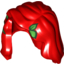 Набор LEGO Minifig Hair Female Mid-Length with Part over Front of Right Shoulder and Green Plant Leaves Print, Красный