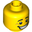 Набор LEGO Minifig Head Male Black Eyebrows, White Pupils, Chin Dimple, Smile Wrinkles and Wide Open Smile Print [Blocked Open Stud], Желтый