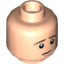 Набор LEGO Minifig Head Dual Sided Brown Eyebrows Worried / Lopsided Smile Print [Hollow Stud], Light Flesh