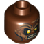 Набор LEGO Minifig Head Dual Sided LotR Lurtz Scowling / Handprint Print [Hollow Stud], Красно-коричневый