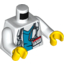 Набор LEGO Torso Hospital Lab Coat, Dark Azure Scrubs, ID Badge and Stethoscope Print / White Arms / Yellow Hands, Белый