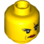 Набор LEGO Minifig Head Dual Sided Female with Scar over Left Eye, Raised Eyebrow / Scowl Print [Hollow Stud], Желтый